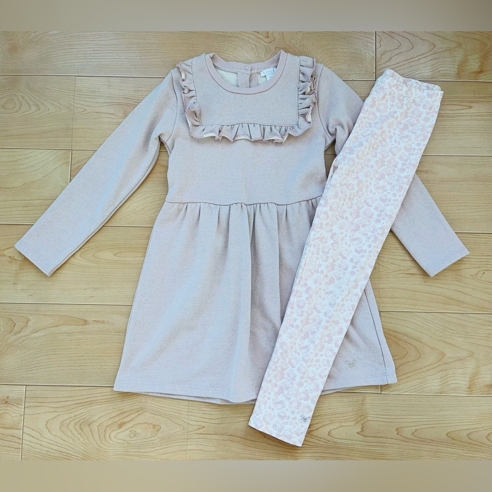 Livly Girls Pink Ruffle Elsa Dress with Leggings